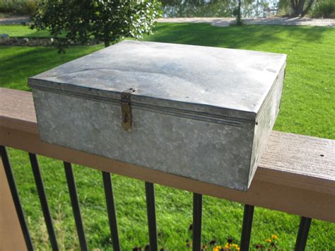 metal box with wood top|Red Co. Rustic Galvanized Metal Storage Box with .